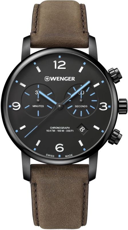 WENGER Hodinky Urban Metropolitan Chrono / kožený remienok - black (01.1743.112)