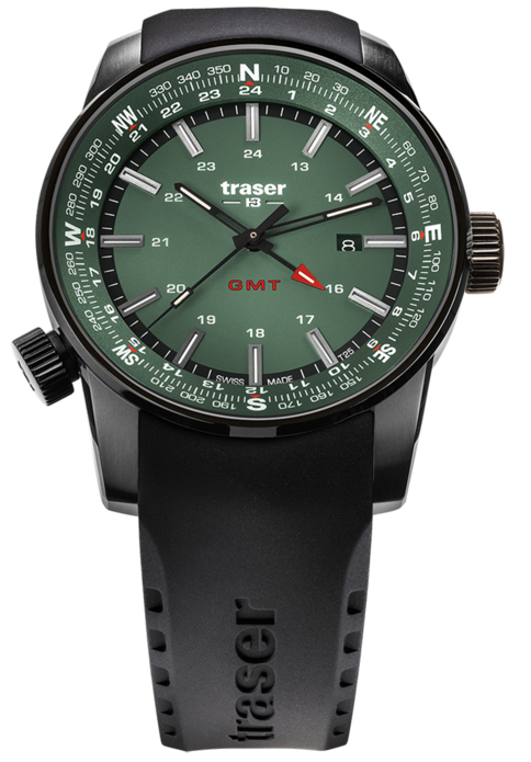 TRASER Hodinky P68 Pathfinder GMT / gumený remienok - zelené (109744)