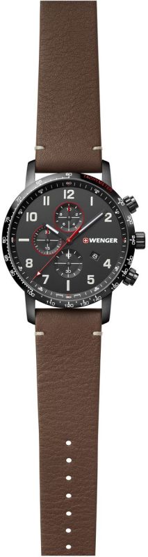 WENGER Hodinky Attitude Chrono / kožený remienok - black / brown (01.1543.107)