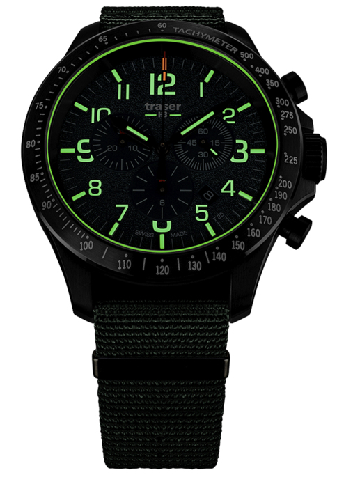 TRASER Hodinky P67 Officer Pro Chronograph / NATO remienok - zelené (109463)