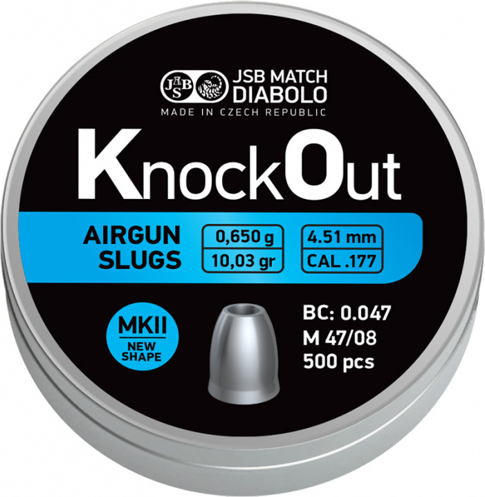 JSB MATCH DIABOLO Náboj 4,51mm vzduchovka, Slug KnockOut .177 MK II 500ks (546224-500)