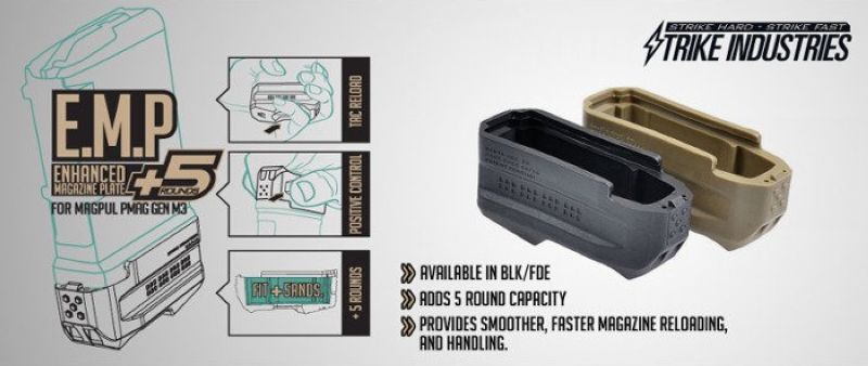 STRIKE INDUSTRIES Predlžovacia pätka EMP +5 PMAG M3 - čierna (SI-EMP+5-BK)