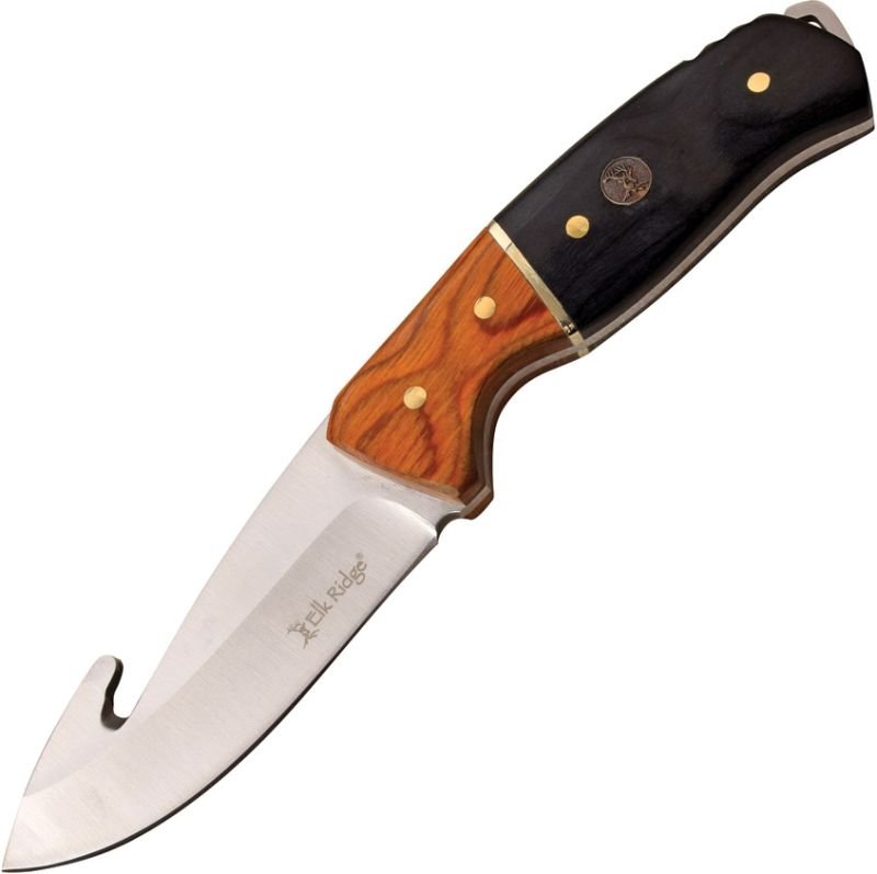 ELK RIDGE Nôž s pevnou čepeľou Fixed Blade Guthook 22,8 - drevo/čierny (ER20019GBK)