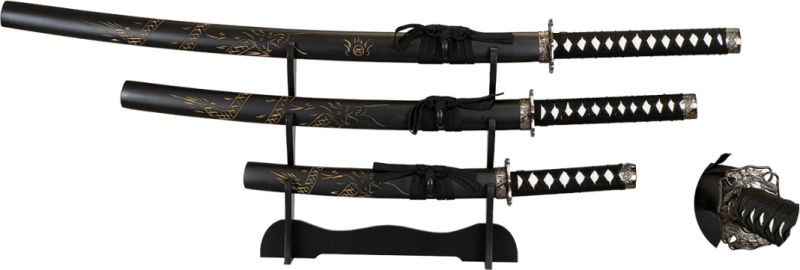 TOLE10 Sada 3ks Katana 53/77,5/100cm - black cord (32579)