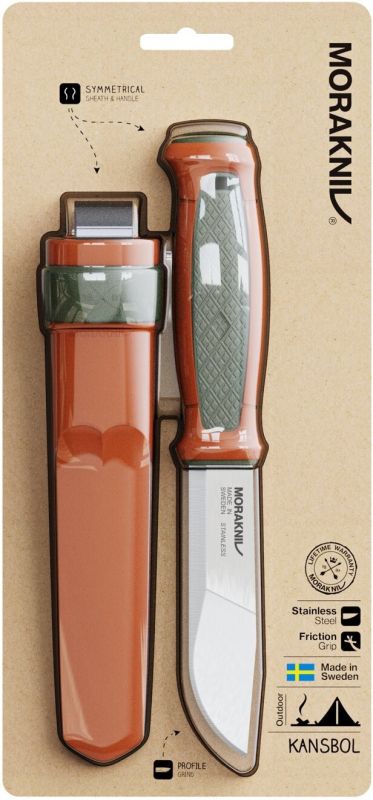 MORAKNIV Nôž s pevnou čepeľou Kansbol Hunting (S) - olive green / burnt orange (NZ-KHS-SS-0295)
