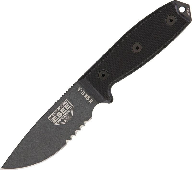 ESEE Nôž s pevnou čepeľou Model 3 Serrated Tactical - čierny (ES3STGB)