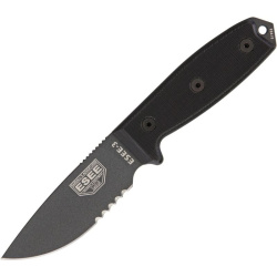 ESEE Nôž s pevnou čepeľou Model 3 Serrated Tactical - čierny (ES3STGB)