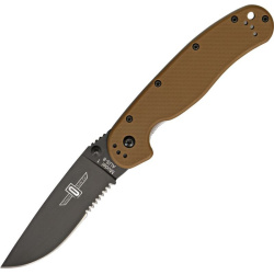 ONTARIO Zatvárací nôž RAT-1 Linerlock, zúbkovaný - čierny/coyote brown (ON8847CB)