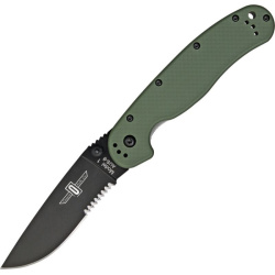 ONTARIO Zatvárací nôž RAT-1 Linerlock, zúbkovaný - čierny/OD Green (ON8847OD)