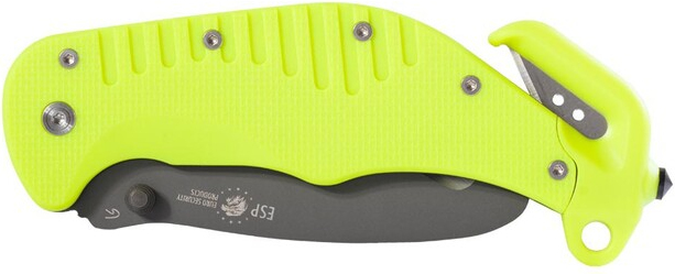 ESP Zatvárací nôž záchranársky RKY-02, s kombinovaným ostrím a háčikom - yellow