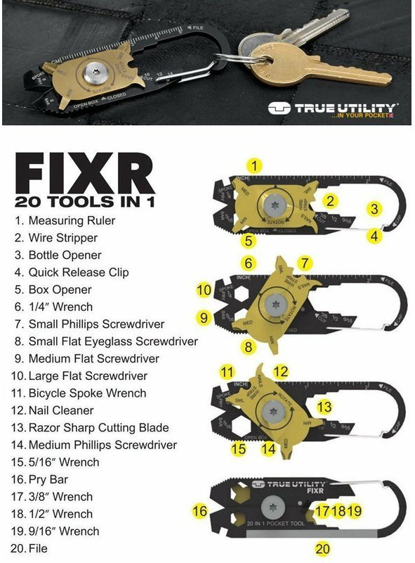 TRUE UTILITY Multitool Fixr 20v1 - čierny (TU200K)