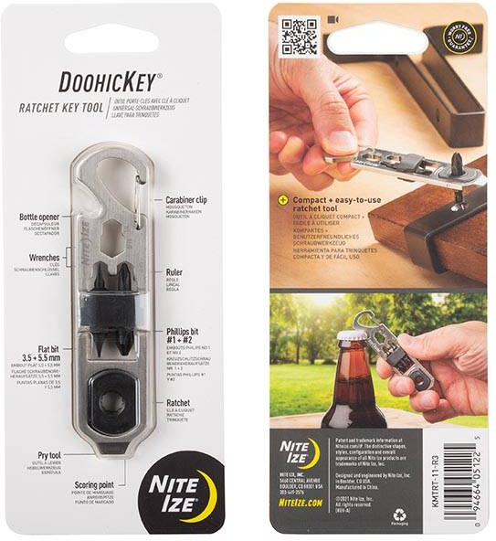 NITE IZE Multitool DoohicKey Ratchet Key - grey / black (KMTRT-11-R3)