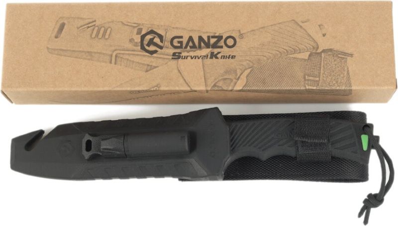 GANZO Nôž s pevnou čepeľou G8012V2 w/ FireSteel Black - black (G8012V2-BK)