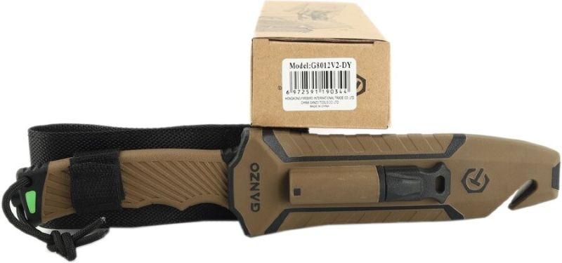 GANZO Nôž s pevnou čepeľou G8012V2 w/ FireSteel Black - brown (G8012V2-DY)