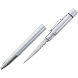 Pero so skrytým nožom, s modrým LED svetlom - strieborné (CN210503BL)