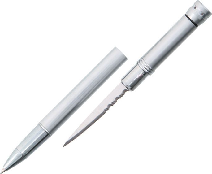 Pero so skrytým nožom, s bielym LED svetlom - strieborné (CN210503WH)