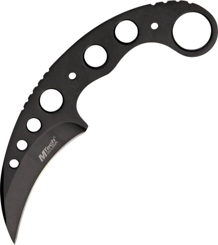 MTECH Nôž s pevnou čepeľou Tactical Karambit 7" overall - čierny (MT664BK)