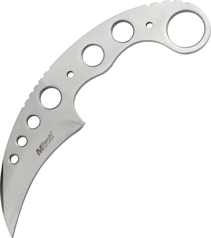 MTECH Nôž s pevnou čepeľou Tactical Karambit 7" overall - strieborný (MT664SL)