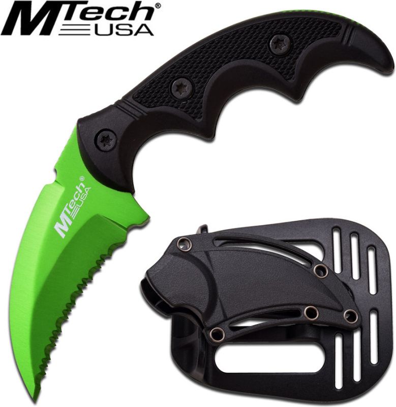 MTECH Nôž s pevnou čepeľou Karambit Hawkbill - zelený (MT2063GN)