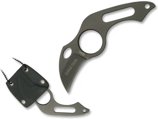 RUI-K25 Nôž s pevnou čepeľou na krk - šedý (31849)