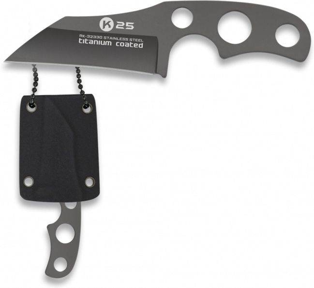RUI-K25 Nôž s pevnou čepeľou na krk - šedý (32330)