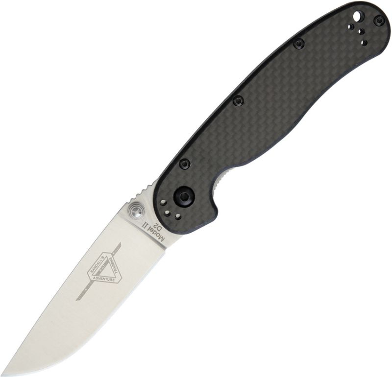 ONTARIO Zatvárací nôž RAT II Linerlock D2 CF, satin finish (ON8832)