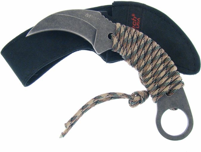 MTECH Nôž s pevnou čepeľou Karambit,Camo paracord (MT670)