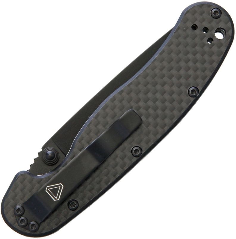 ONTARIO Zatvárací nôž RAT II Linerlock D2 CF, black finish (ON8834)