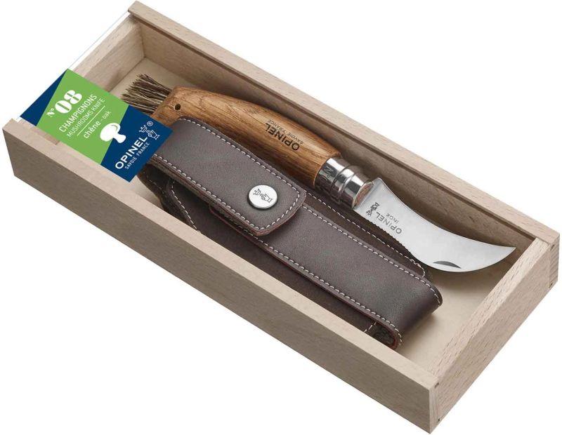 OPINEL Zatvárací nôž hubársky N°08 Inox s puzdrom - oak wood (001327)