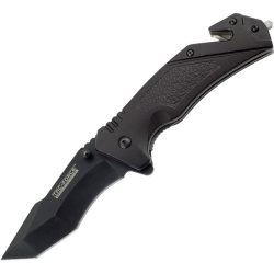 TAC FORCE Zatvárací nôž Rescue Linerlock A/O w/ glass breaker and cutter - black (TF810T)