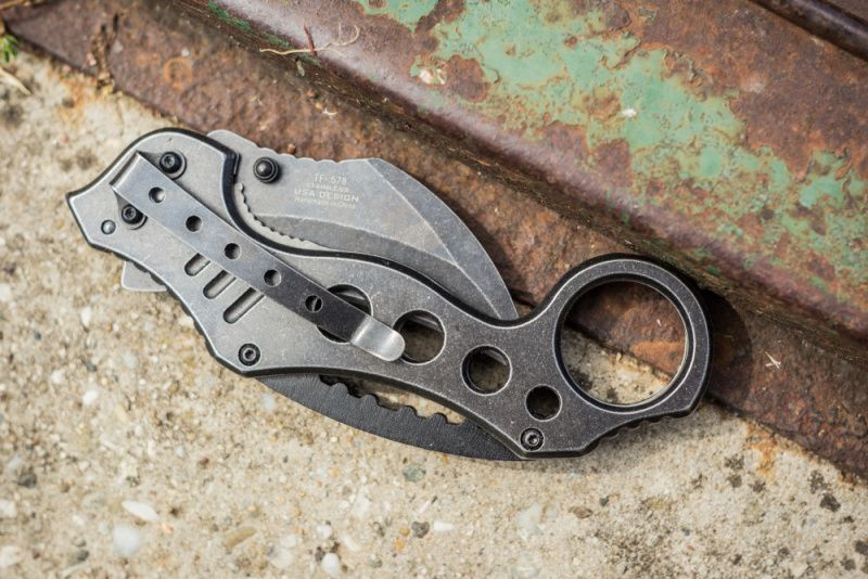 TAC FORCE Zatvárací nôž Speedster Karambit, Stonewash A/O (TF578SW)