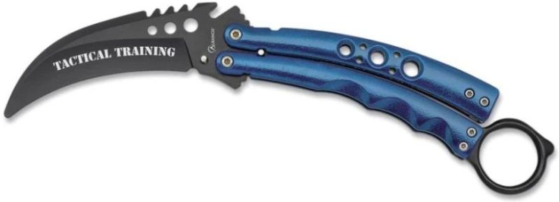 ALBAINOX Nôž motýlik Tréningový Karambit 9,5 Black - blue (02231)