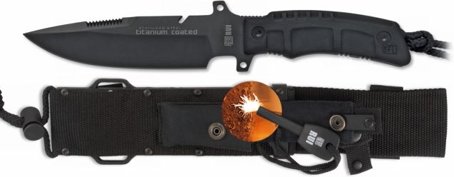 RUI-K25 Nôž s pevnou čepeľou Tactical SFL, firesteel - čierny (31830)