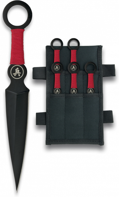 ALBAINOX Vrhací nôž 10,5cm Black, sada 6ks - red (31850)