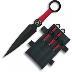 ALBAINOX Vrhací nôž 10,5cm Black, sada 6ks - red (31850)