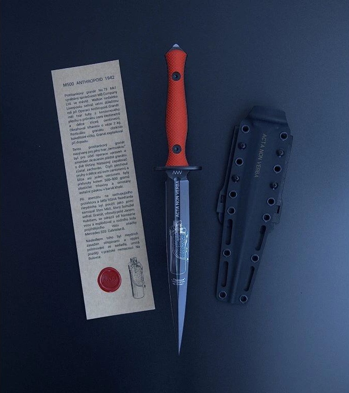 ANVKnives Nôž s pevnou čepeľou M500 ANTHROPOID 1942 Elmax/G10 DLC - červený (ANVM500-003)