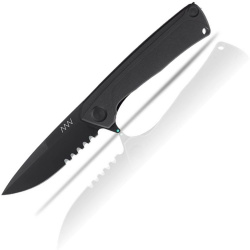ANVKnives Zatvárací nôž Z100 N690/G10 DLC, zúbkovaný - čierny (ANVZ100-021)