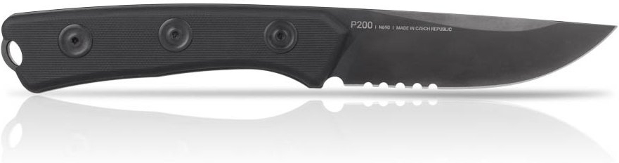 ANVKnives Nôž s pevnou čepeľou P200 N690/G10 - zúbkovaný, čierny, (ANVP200-016)