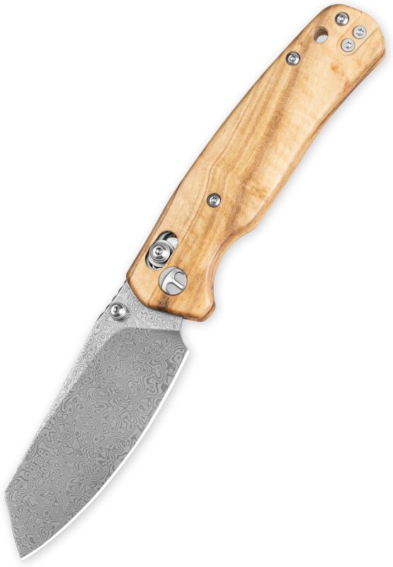 BESTECH Zatvárací nôž CICADA'S WING BarLock Damascus - olivewood (BMK06-W-2)
