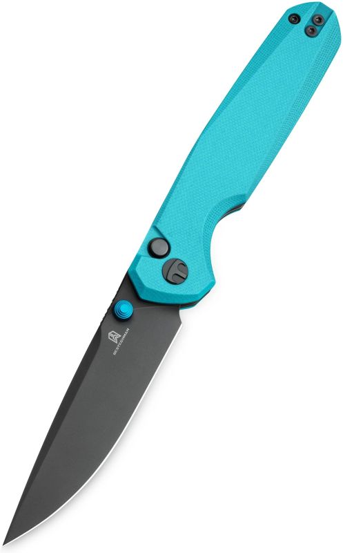 BESTECH Zatvárací nôž VELIX ButtonLock Grey PVD - light blue (BMK07D)