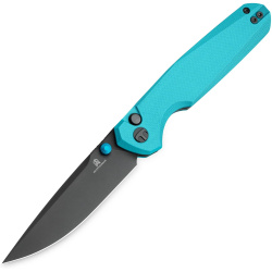 BESTECH Zatvárací nôž VELIX ButtonLock Grey PVD - light blue (BMK07D)