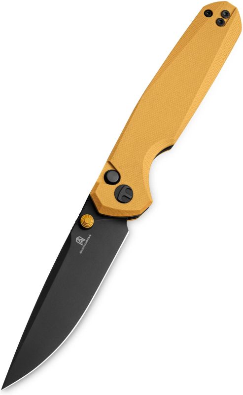 BESTECH Zatvárací nôž VELIX ButtonLock Black PVD - yellow (BMK07E)