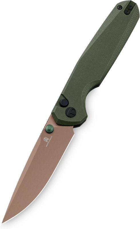 BESTECH Zatvárací nôž VELIX ButtonLock Gold Painted - OD green (BMK07G)