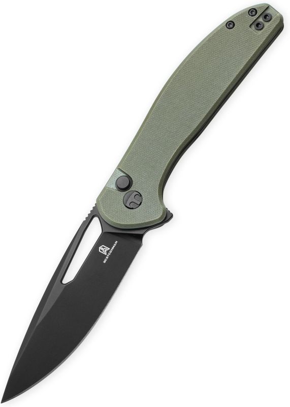 BESTECH Zatvárací nôž WHALEFIN ButtonLock Black PVD - OD green (BMK18D)