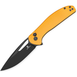 BESTECH Zatvárací nôž WHALEFIN ButtonLock Black PVD - yellow (BMK18E)