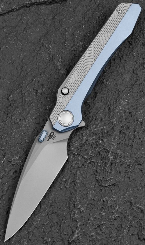 BESTECH Zatvárací nôž WET NELLIE ButtonFrameLock - bead blasted blue (BT2505A)