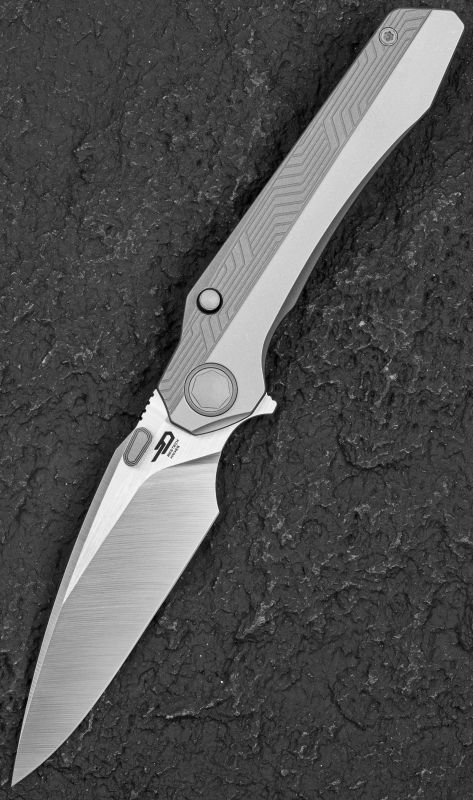 BESTECH Zatvárací nôž WET NELLIE ButtonFrameLock - dark bead blasted grey (BT2505B)