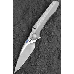 BESTECH Zatvárací nôž WET NELLIE ButtonFrameLock - bead blasted grey (BT2505E)