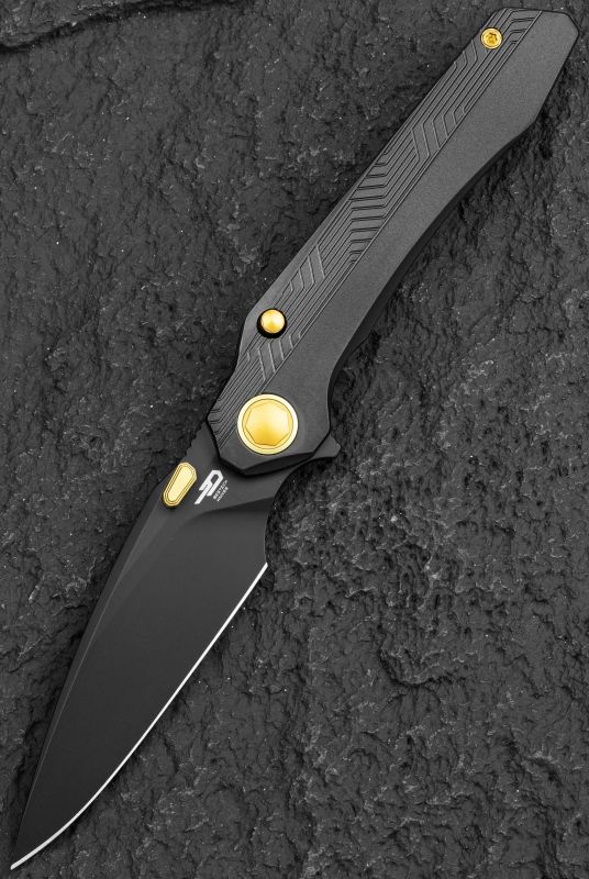 BESTECH Zatvárací nôž WET NELLIE ButtonFrameLock DLC - bead blasted DLC (BT2505G)