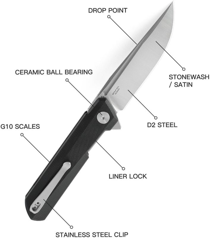 BESTECH Zatvárací nôž DUNDEE LinerLock - black (BMK01A)